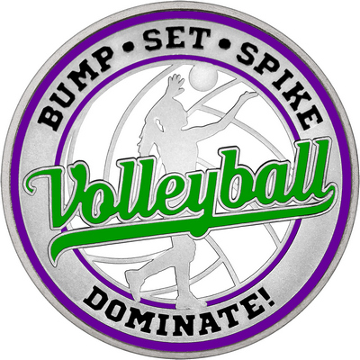 Green "Volleyball" with Purple Outer Circular Borders